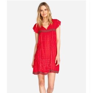Johnny Was Red Daisy Eyelet Bohemian Summer Dress